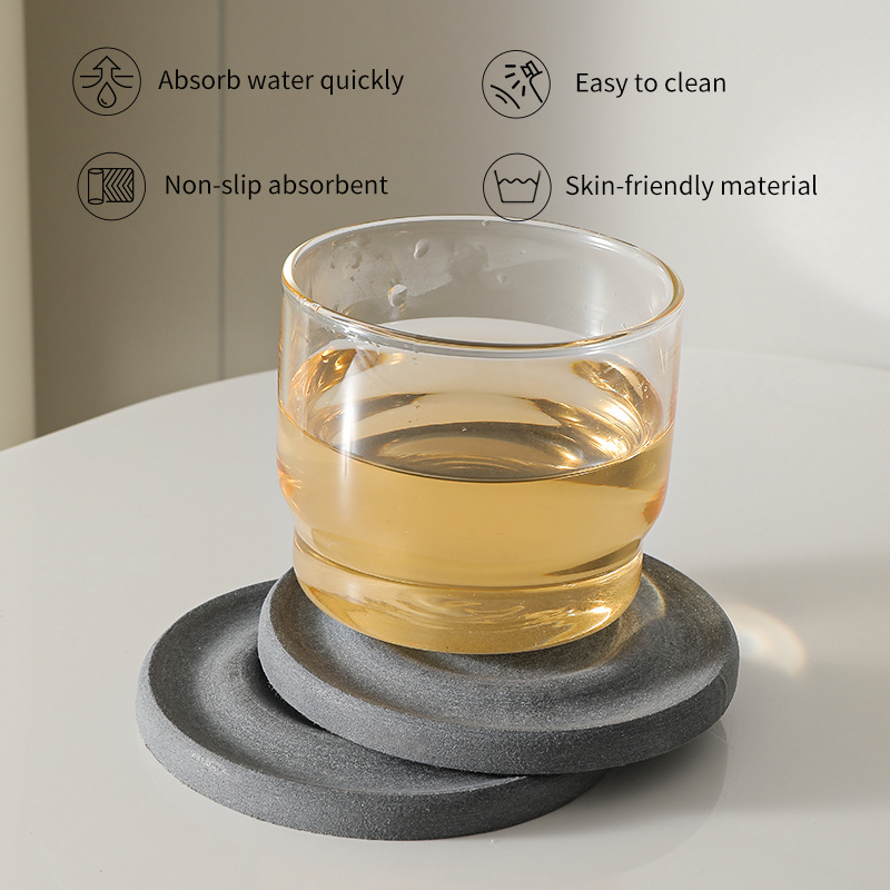 6-Pack Dark Grey Instant Dry Diatomite Round Coaster Tray(10x10CM) - Ultra-Absorbent Bathroom Sink Caddy & Cup Mat - Image 4