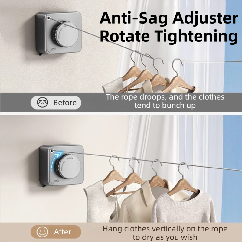 White 4.2M Heavy Duty Invisible Retractable Clothesline - Rustproof & Drill-Free Laundry Hanger with 20kg Load Capacity - Image 2
