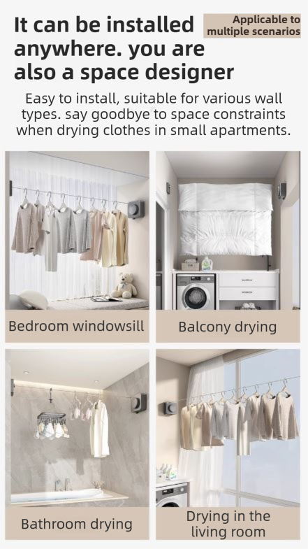 Grey 4.2M Heavy Duty Invisible Retractable Clothesline - Rustproof & Drill-Free Laundry Hanger with 20kg Load Capacity - Image 6