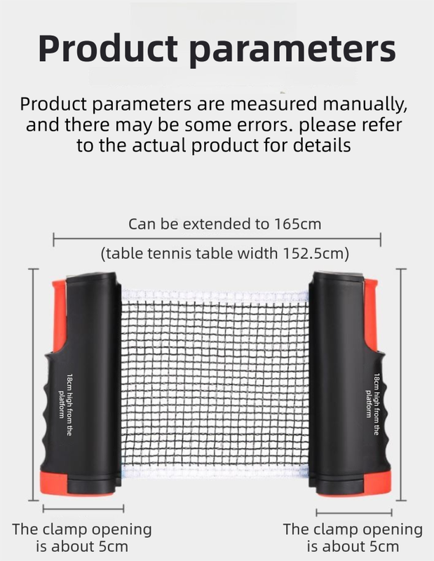 Black Portable Table Tennis Set with 2 Paddles, 3 Balls and Carry Bag - 165cm Retractable Ping Pong Net & Post - Indoor/Outdoor Professional Training Kit - Image 4