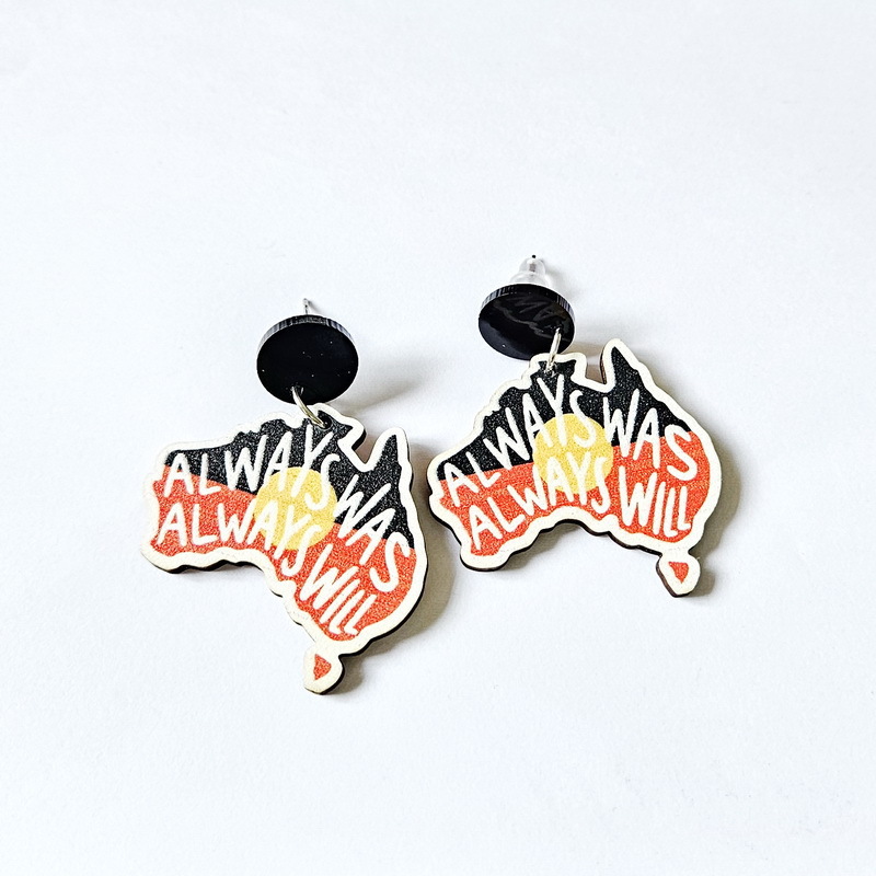 Wooden Australia Map Silhouette Earrings - Lightweight Geometric Ear Drops, Cultural Decor Gift(Style 3) - Image 1