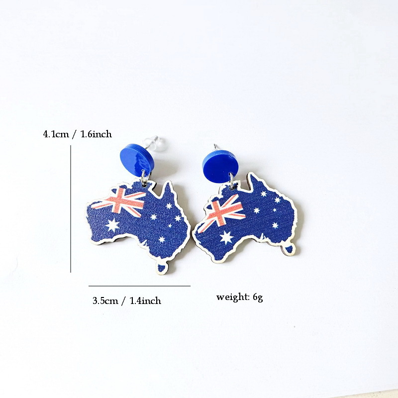 Wooden Australia Map Silhouette Earrings - Lightweight Geometric Ear Drops, Cultural Decor Gift(Style 3) - Image 3