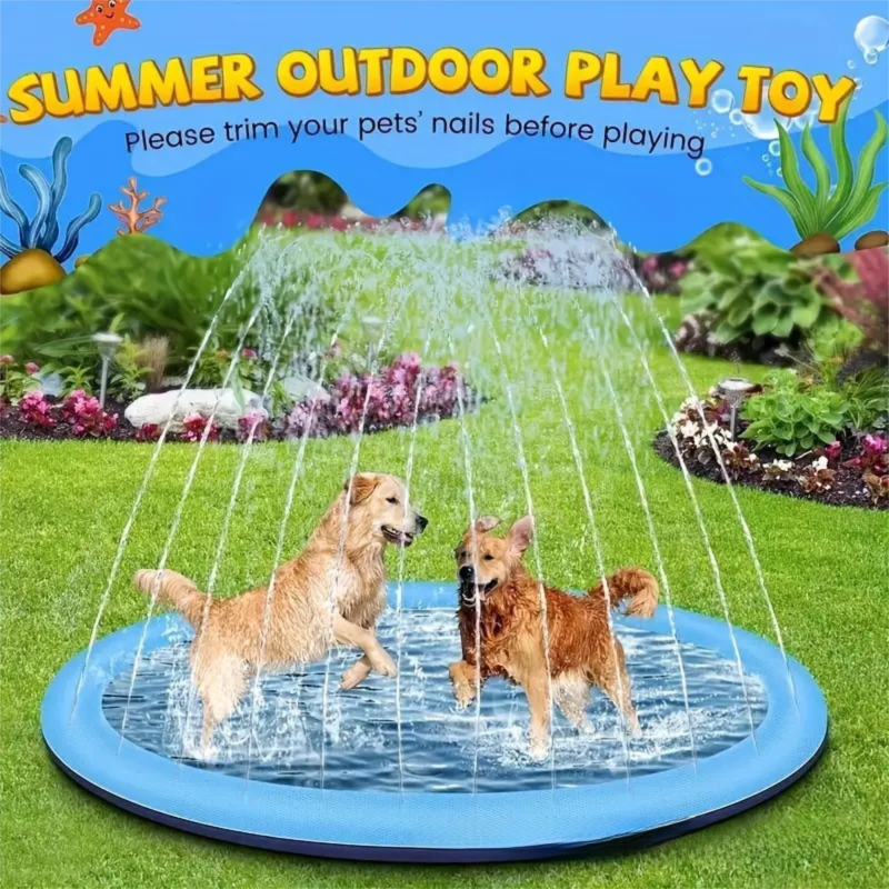 Portable Outdoor 1M Thickened Splash Pad for Pets & Kids - Summer Cooling Fountain for Backyard & Garden - Image 1