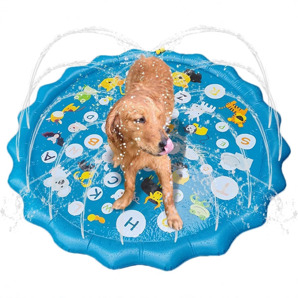Portable Outdoor 1M Splash Pad for Pets & Kids(Alphabet Style) - Summer Cooling Fountain for Backyard & Garden - Image 1