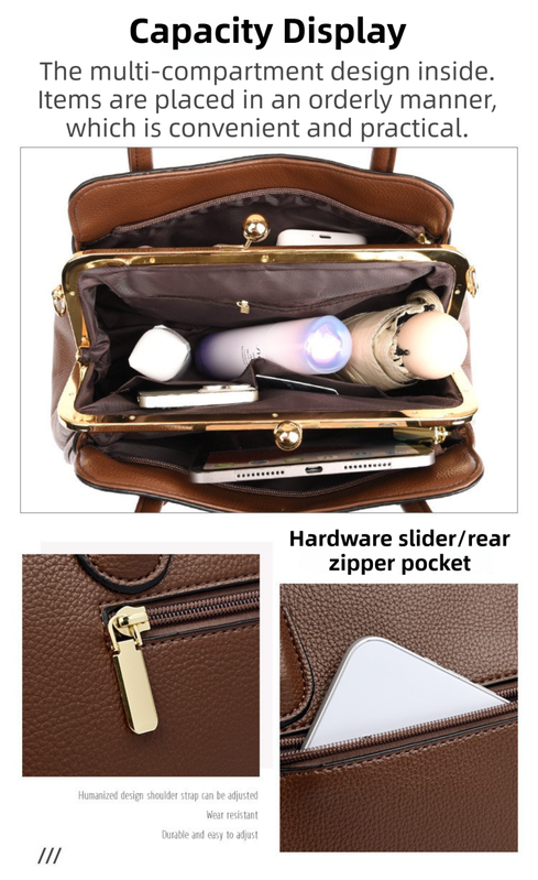 White Women's Premium Wear-Resistant Leather Shoulder Bag - Vintage Frame Kiss-Lock Handbag & Crossbody Satchel - Image 4