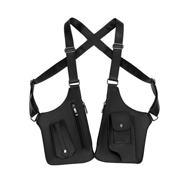 Black Multi-functional Expandable Men's Tactical Chest Rig Bag - Waterproof & Lightweight Retro Underarm Pack - Image 1