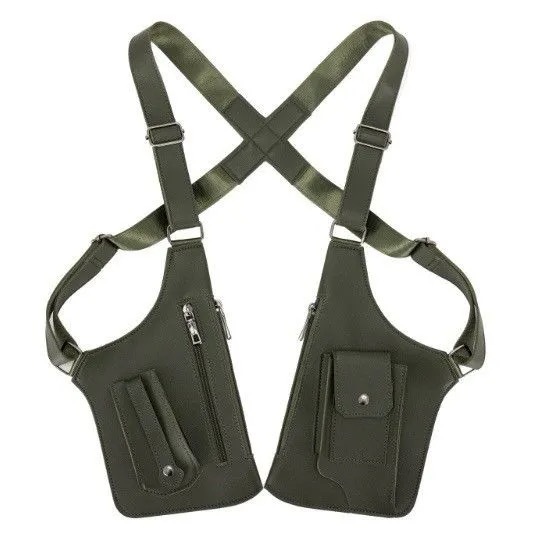 Army Green Multi-functional Expandable Men's Tactical Chest Rig Bag - Waterproof & Lightweight Retro Underarm Pack - Image 1