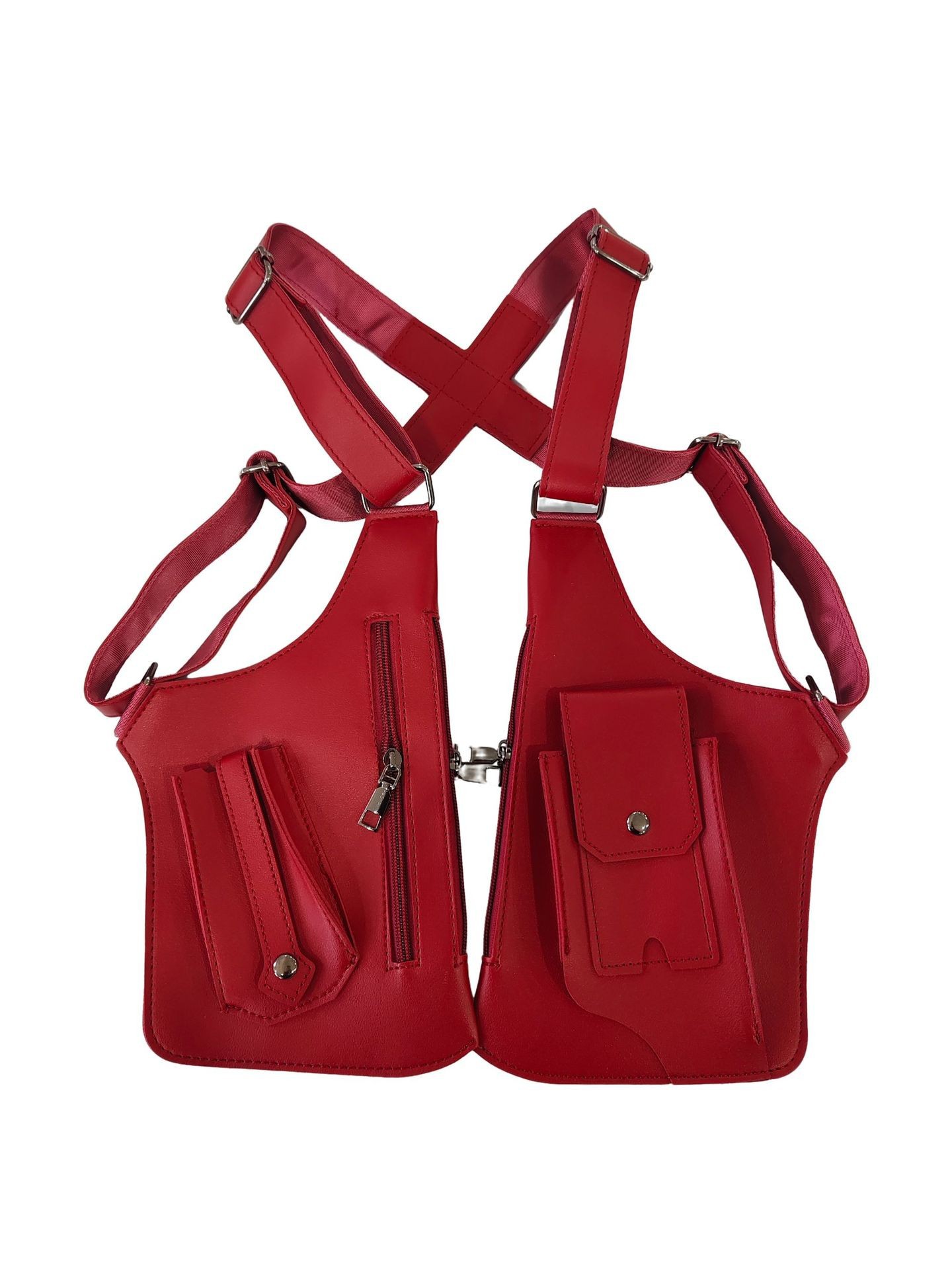 Red Multi-functional Expandable Men's Tactical Chest Rig Bag - Waterproof & Lightweight Retro Underarm Pack - Image 1