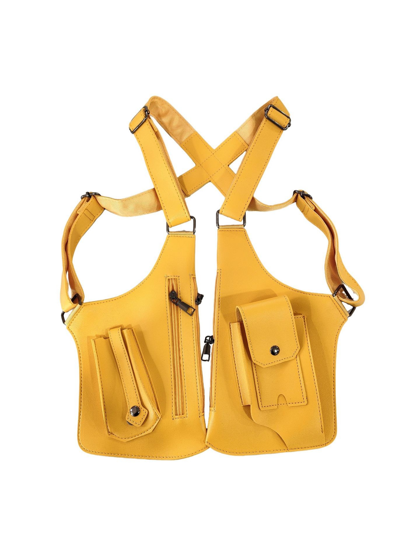 Yellow Multi-functional Expandable Men's Tactical Chest Rig Bag - Waterproof & Lightweight Retro Underarm Pack - Image 1