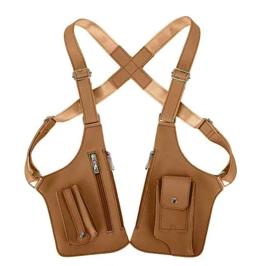 Brown Multi-functional Expandable Men's Tactical Chest Rig Bag - Waterproof & Lightweight Retro Underarm Pack - Image 1