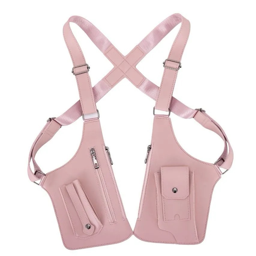 Pink Multi-functional Expandable Men's Tactical Chest Rig Bag - Waterproof & Lightweight Retro Underarm Pack - Image 1