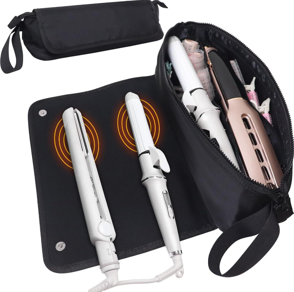 Purple Premium Insulated Roll-Up Travel Case for Hair Styling Tools & Blow Dryers with Muti-Pockets (18x5.5x5 Inch) - Image 2