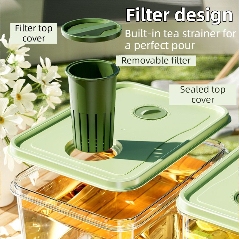5L Compact Fridge-Ready Cold Drink Dispenser with Spigot, Timer and Infuser Filter - Food-Grade PP & Heat Resistant Fruit Tea Tank - Image 4