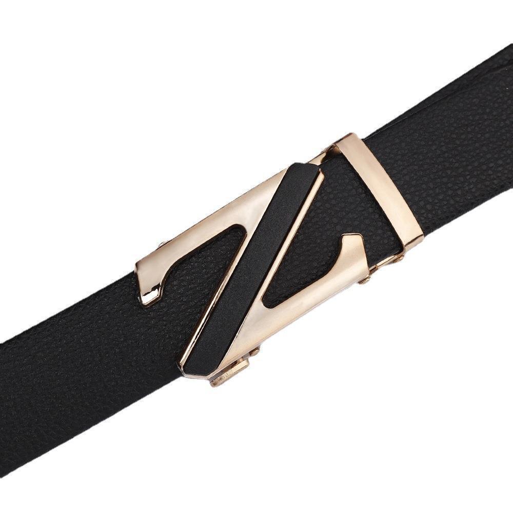 Men's Fashionable Z Style Sliver Automatic Buckle Sleek Business Suit Belt - Adjustable No-Hole Waistband (3.5cm Width & 120cm Length) - Image 2