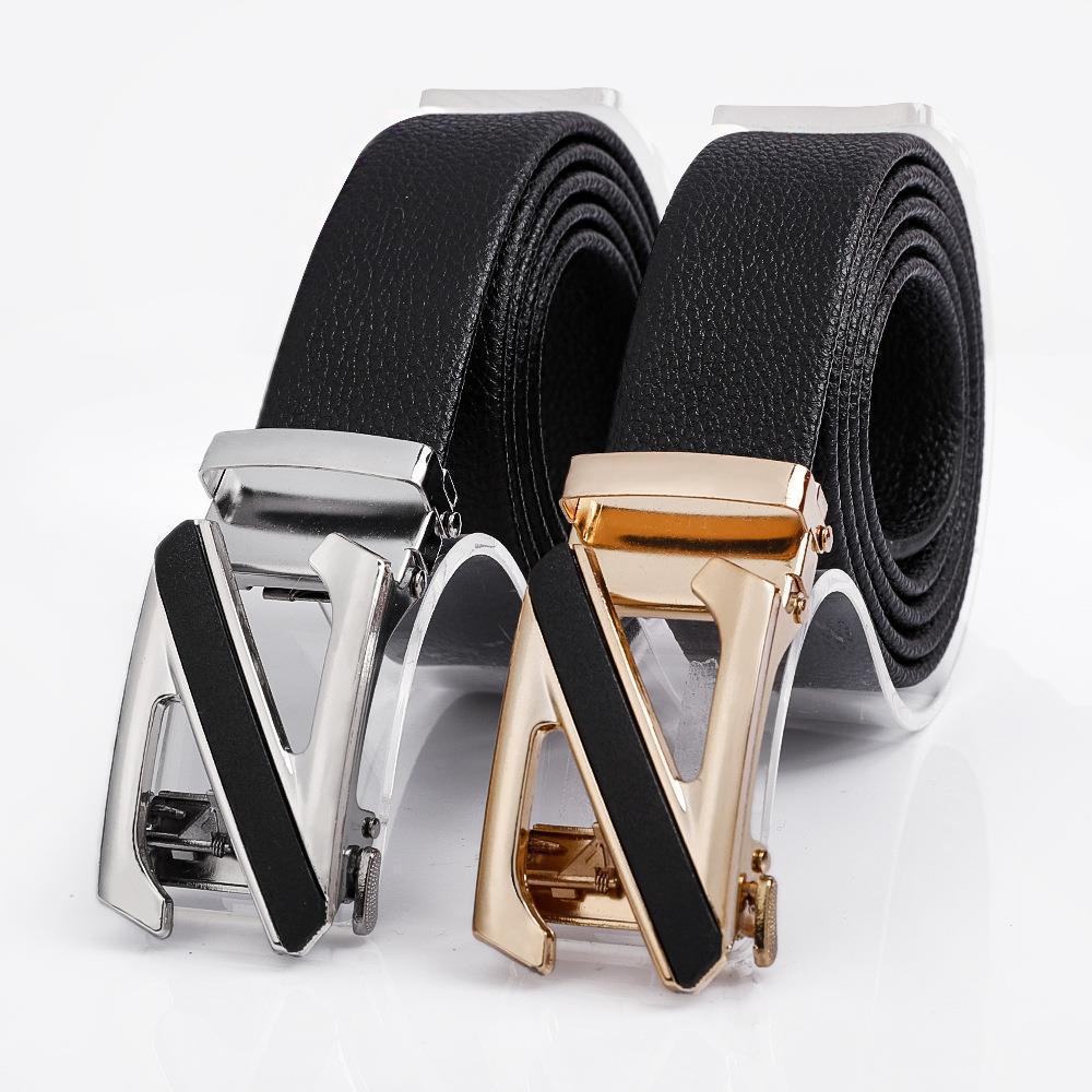 Men's Fashionable Z Style Sliver Automatic Buckle Sleek Business Suit Belt - Adjustable No-Hole Waistband (3.5cm Width & 120cm Length) - Image 3