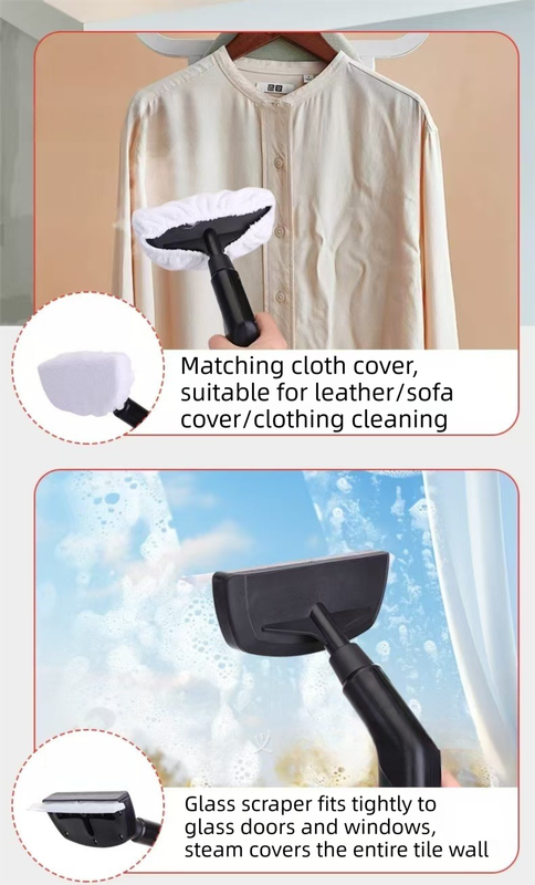 Red Portable High-Pressure Steam Cleaner with 1000ml Tank & 7-Piece Pro Brushes/Spray Nozzle Kit - 131°C High-Temp Deep Cleaning Machine for Kitchen Grease and Home Sanitization - Image 5