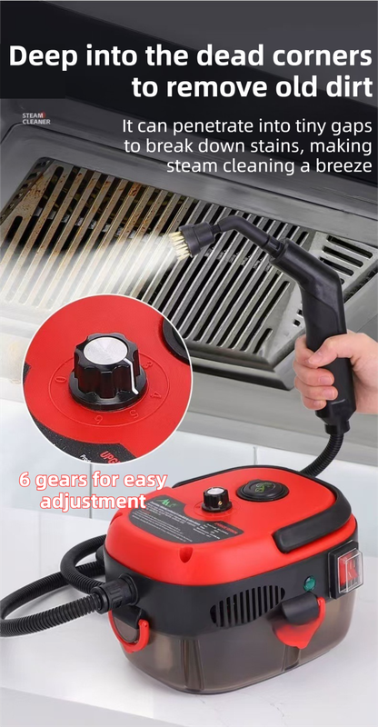 White Portable High-Pressure Steam Cleaner with 1000ml Tank & 7-Piece Pro Brushes/Spray Nozzle Kit - 131°C High-Temp Deep Cleaning Machine for Kitchen Grease and Home Sanitization - Image 4