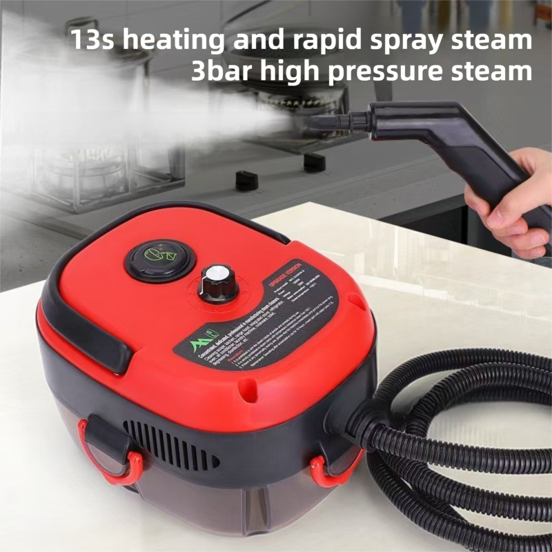 White Portable High-Pressure Steam Cleaner with 1000ml Tank & 7-Piece Pro Brushes/Spray Nozzle Kit - 131°C High-Temp Deep Cleaning Machine for Kitchen Grease and Home Sanitization - Image 6