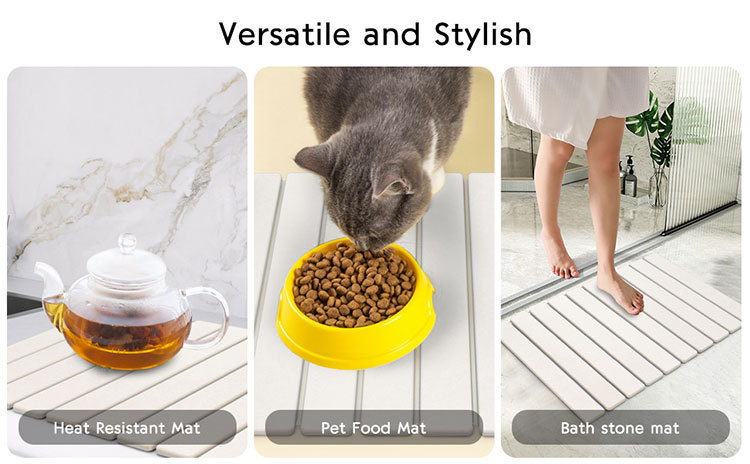 30x40cm Foldable Marble Pattern Kitchen Dish Drainer(Style 3) - Ultra-Absorbent Natural Stone Mat, Fast-Drying & Space-Saving - Image 5