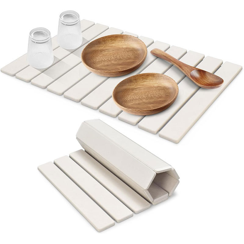30x40cm Foldable Marble Pattern Kitchen Dish Drainer(Style 4) - Ultra-Absorbent Natural Stone Mat, Fast-Drying & Space-Saving - Image 2