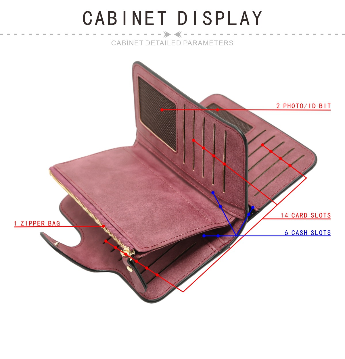 Blue Large Capacity Long Wallet Frosted PU Leather Clutch Bag with 14 Card Slots and Zipper Compartment fits Smartphone for Everyday Use Australia - Image 3