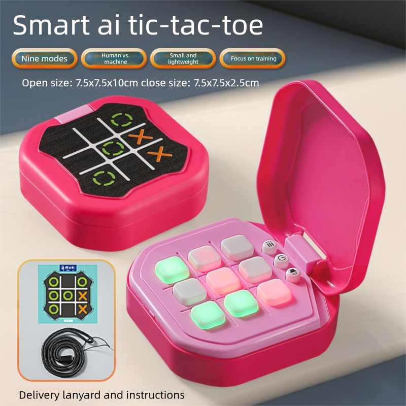 2 Pack Red AI Tic-Tac-Toe Handheld Game Electronic Logic Training Machine with 9 Game Modes and Light-up Buttons for Kids Age 3+ Australian Home Travel - Image 1