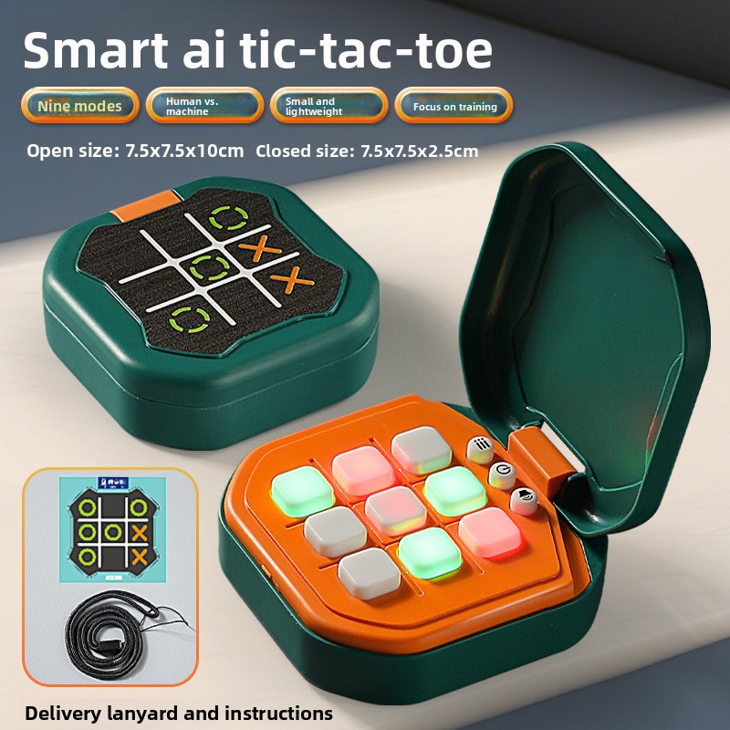 2 Pack Green AI Tic-Tac-Toe Handheld Game Electronic Logic Training Machine with 9 Game Modes and Light-up Buttons for Kids Age 3+ Australian Home Travel - Image 1