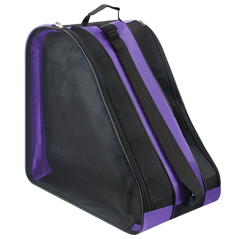 Purple 3-Compartment Roller Skate Bag Breathable Mesh Ice Skate Carrier with Adjustable Shoulder Strap for Kids and Adults Australian Sports Accessories - Image 1