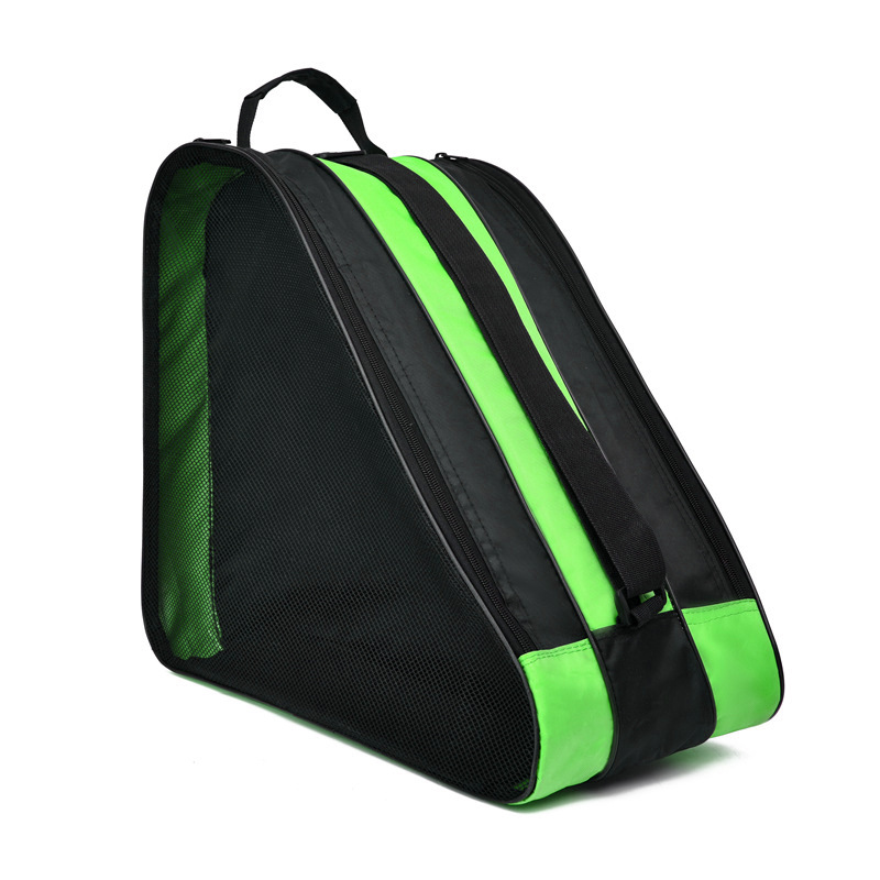 Green 3-Compartment Roller Skate Bag Breathable Mesh Ice Skate Carrier with Adjustable Shoulder Strap for Kids and Adults Australian Sports Accessories - Image 1