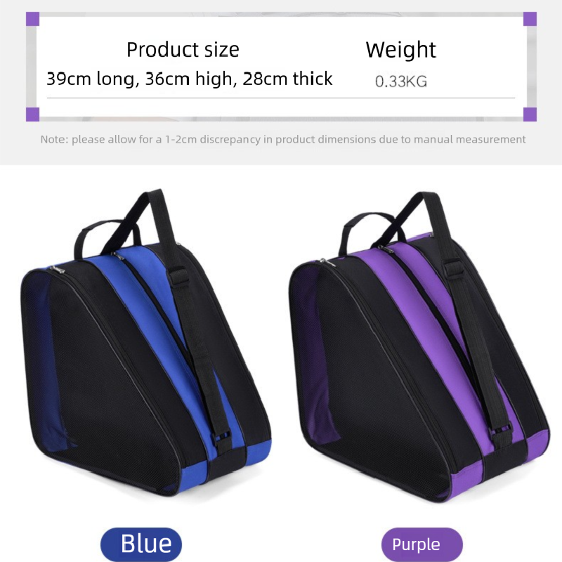 Black 3-Compartment Roller Skate Bag Breathable Mesh Ice Skate Carrier with Adjustable Shoulder Strap for Kids and Adults Australian Sports Accessories - Image 3