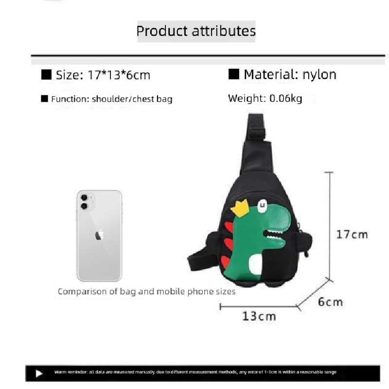 Blue Kids Cartoon Dinosaur Chest Bag Cute Lightweight Nylon Crossbody Shoulder Pack for Toddlers Outings and Travel New Arrival Gift - Image 6