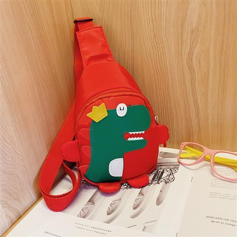 Red Kids Cartoon Dinosaur Chest Bag Cute Lightweight Nylon Crossbody Shoulder Pack for Toddlers Outings and Travel New Arrival Gift - Image 1
