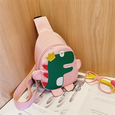 Pink Kids Cartoon Dinosaur Chest Bag Cute Lightweight Nylon Crossbody Shoulder Pack for Toddlers Outings and Travel New Arrival Gift - Image 1