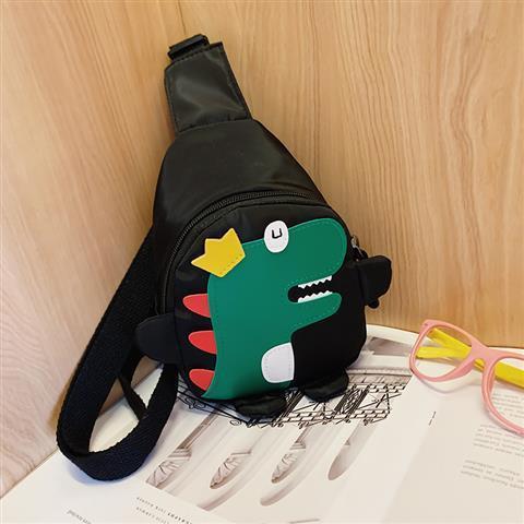 Black Kids Cartoon Dinosaur Chest Bag Cute Lightweight Nylon Crossbody Shoulder Pack for Toddlers Outings and Travel New Arrival Gift - Image 1