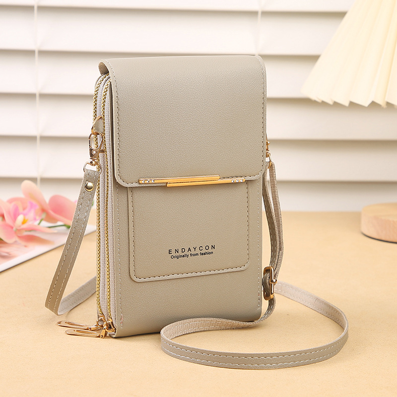 Grey Touch Screen Crossbody Phone Bag for Women Small Shoulder Purse with Dual Zippers and Card Slots Compact Travel Pouch Australian Lifestyle - Image 1