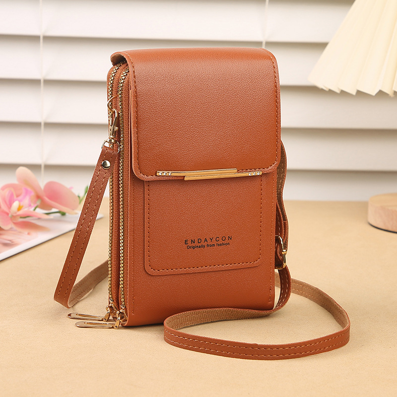 Brown Touch Screen Crossbody Phone Bag for Women Small Shoulder Purse with Dual Zippers and Card Slots Compact Travel Pouch Australian Lifestyle - Image 1