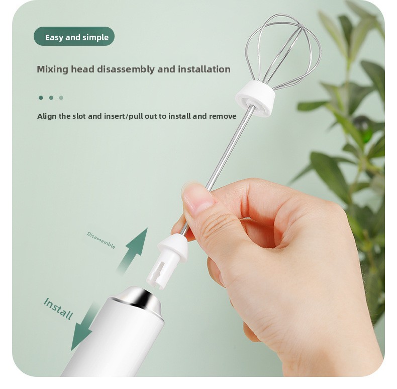 White Rechargeable Handheld Milk Frother and Electric Whisk Set 3 Speeds with 2 Stainless Steel Heads and Storage Stand Australian Home Barista Kit - Image 2