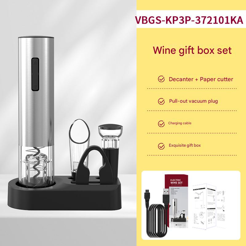 Electric Wine Opener Set 2-in-1 Rechargeable Automatic Corkscrew with Vacuum Seal Base Aerator Foil Cutter Professional Barware Australian Home Use - Image 1