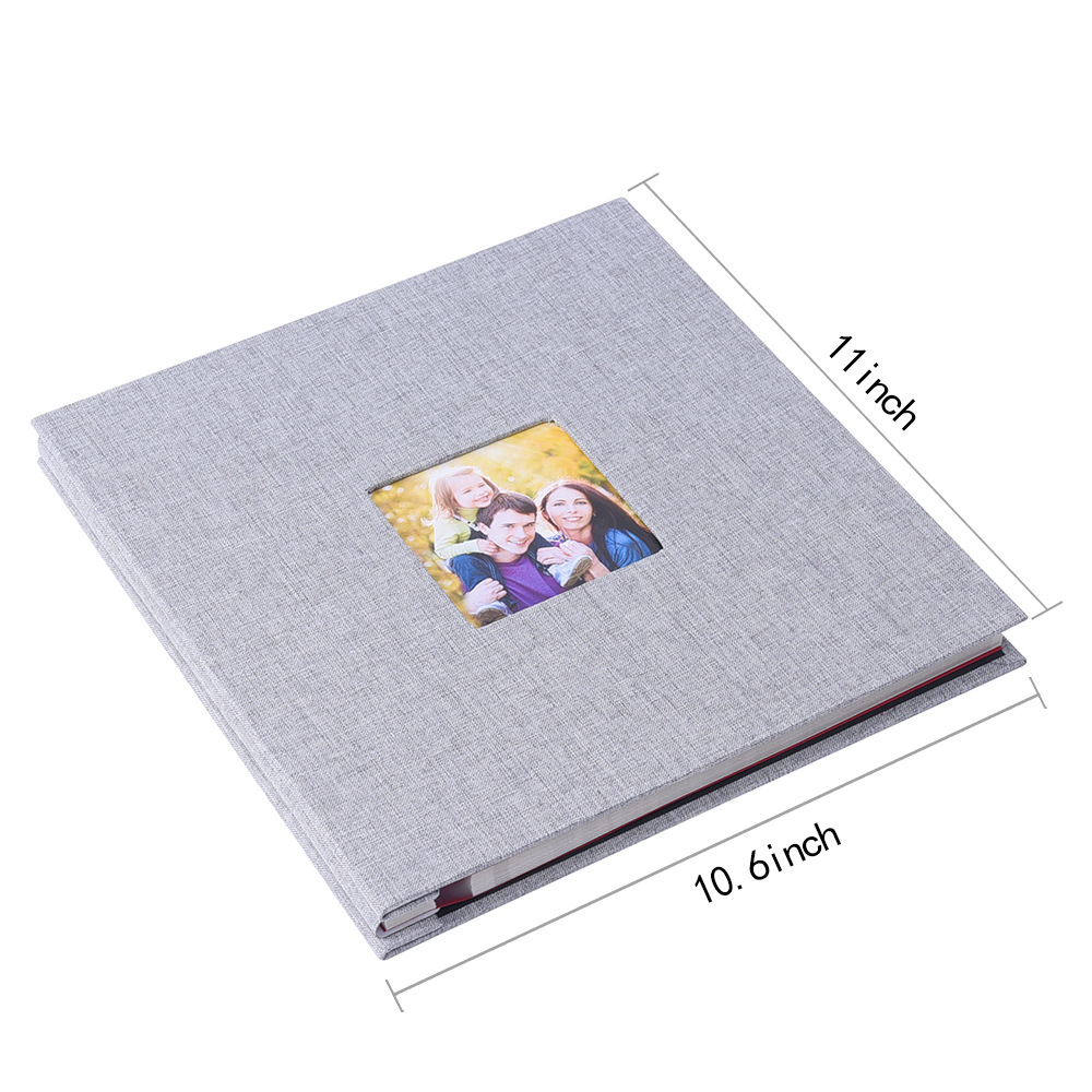 Brown Linen Self-Adhesive Photo Album DIY Scrapbook with Cover Window 11x10.6 Inch for Family Wedding Travel Memories Preservation Australian Home - Image 4