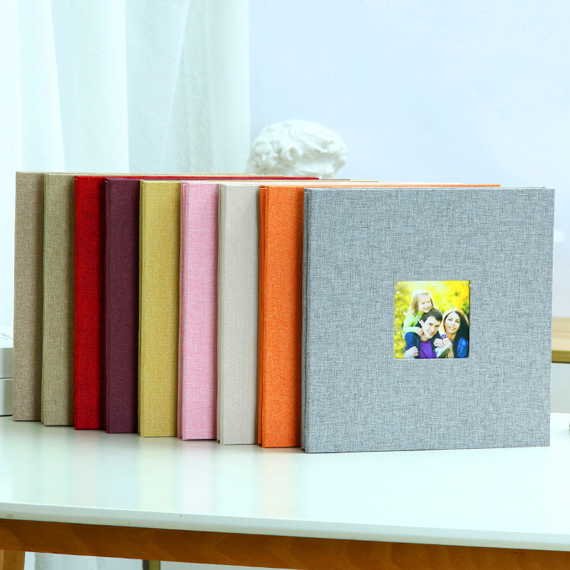 Beige Linen Self-Adhesive Photo Album DIY Scrapbook with Cover Window 11x10.6 Inch for Family Wedding Travel Memories Preservation Australian Home - Image 2