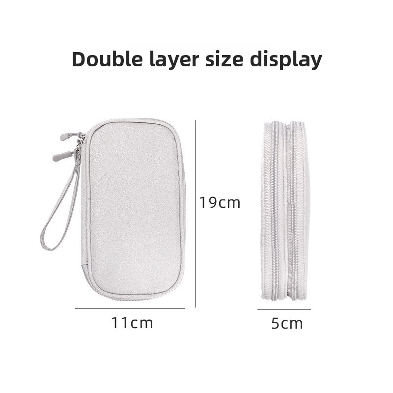 2-PCS Dark Grey Double Layer Travel Electronics Organizer Bag Waterproof Cable Pouch for Power Bank and Phone Portable Storage for Australians - Image 4