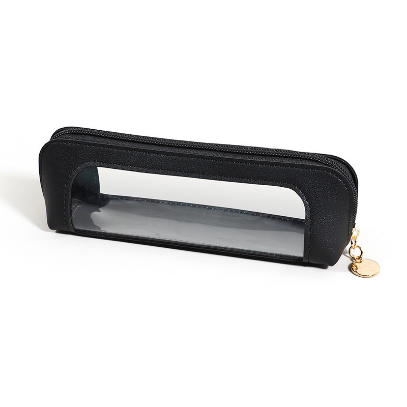 2-Pcs Black Transparent Makeup Brush Case – Portable Zippered Cosmetic Pouch with Clear Window for Travel and Daily Use in Australia - Image 1