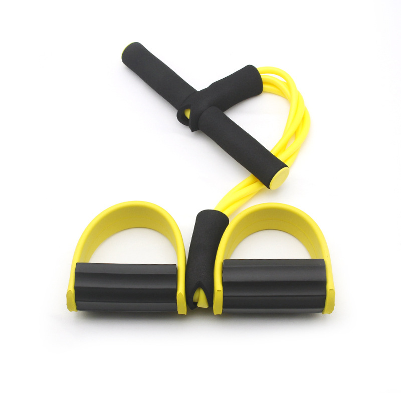 Yellow Home Multi-Function Foot Pedal Resistance Trainer – 4-Strand Elastic Pull Rope for Abdominal Exercise, Sit-Up Assistance, and Full-Body Fitness (Unisex) - Image 1