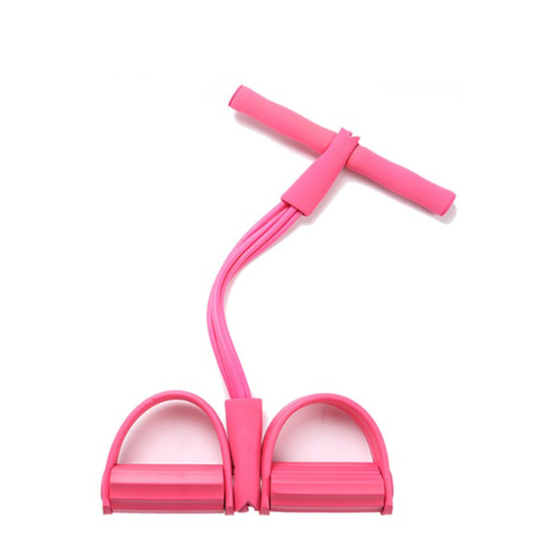 Pink Home Multi-Function Foot Pedal Resistance Trainer – 4-Strand Elastic Pull Rope for Abdominal Exercise, Sit-Up Assistance, and Full-Body Fitness (Unisex) - Image 1