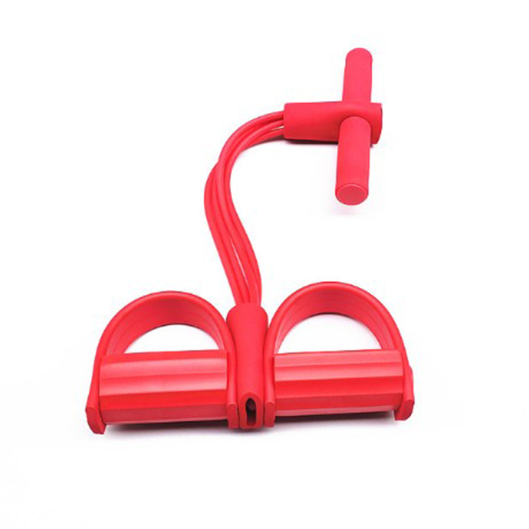 Red Home Multi-Function Foot Pedal Resistance Trainer – 4-Strand Elastic Pull Rope for Abdominal Exercise, Sit-Up Assistance, and Full-Body Fitness (Unisex) - Image 1
