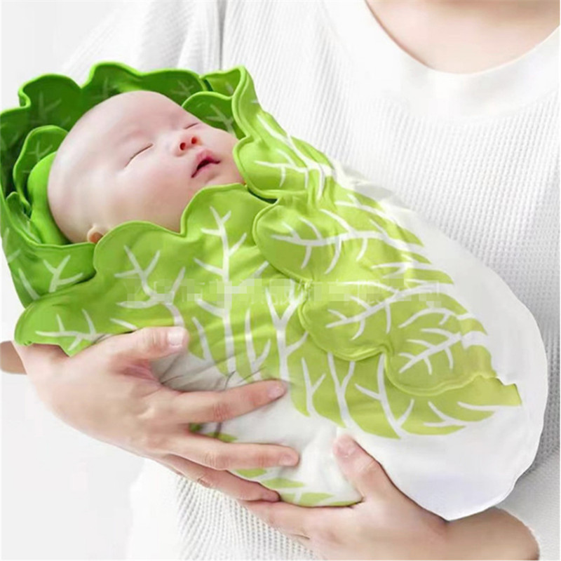 Cute Cabbage-Shaped Fleece Blanket – Fun and Cozy Throw for Naps, Office Use, Air Conditioning, or Baby Swaddling (Green & White)(100cm*100cm) - Image 3