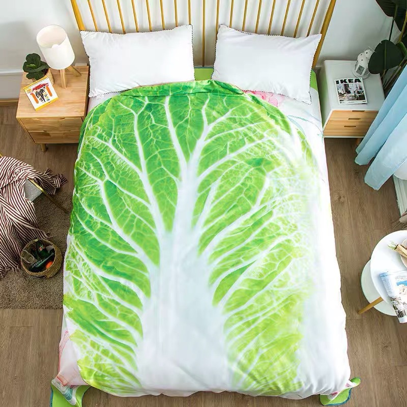 Cute Cabbage-Shaped Fleece Blanket – Fun and Cozy Throw for Naps, Office Use, Air Conditioning, or Baby Swaddling (Green & White)(180cm*180cm) - Image 2