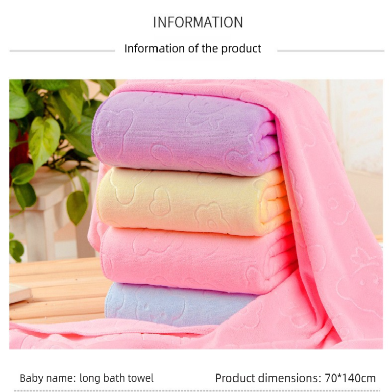 2-Pack Blue Embossed Microfiber Bear Bath Towels – 70 x 140 cm, Ultra-Absorbent and Soft for Bath, Beach & Gym - Image 4