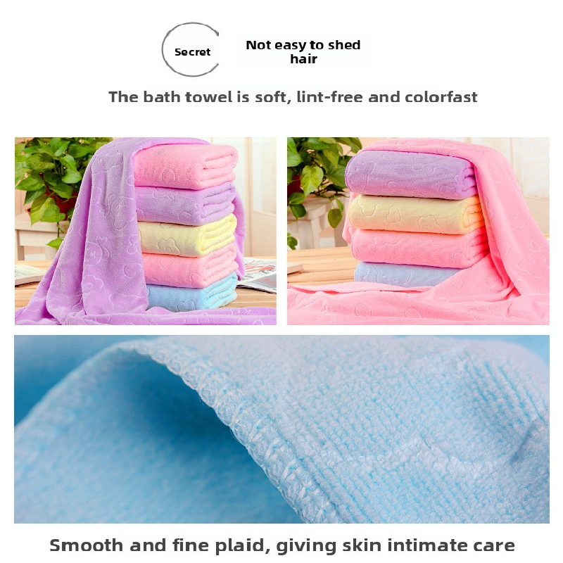 2-Pack Pink Embossed Microfiber Bear Bath Towels – 70 x 140 cm, Ultra-Absorbent and Soft for Bath, Beach & Gym - Image 3