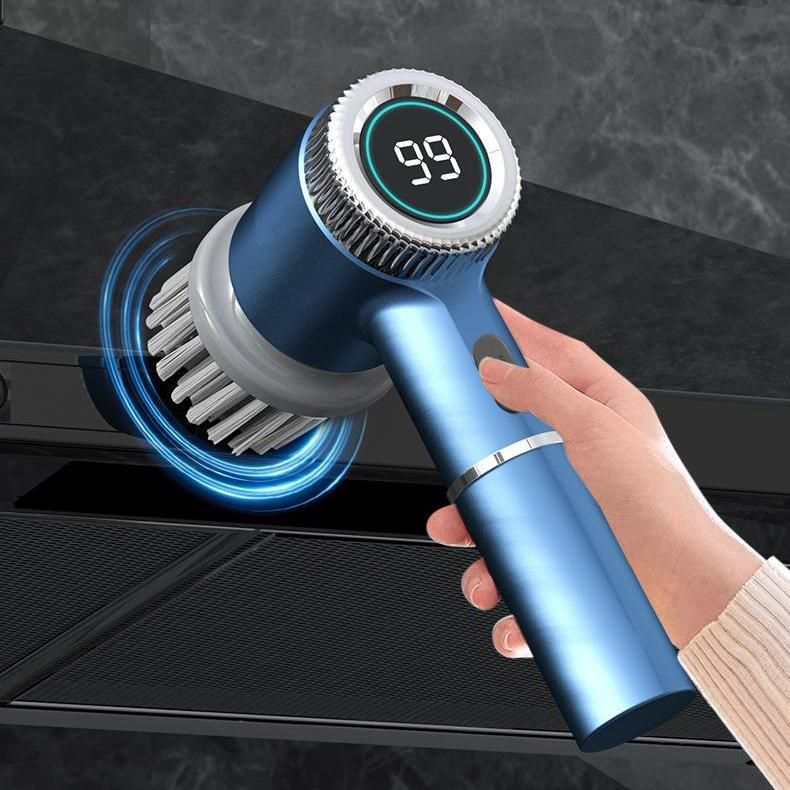 Blue Wireless Electric Cleaning Brush – Rechargeable, 3-Speed, IPX7 Waterproof with 5 Replaceable Brush Heads for Kitchen, Dishes & Deep Cleaning - Image 3